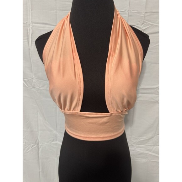 Shein Women’s Peach Crop Top Halter Neck Open Front Backless Size Extra Small - Picture 1 of 3